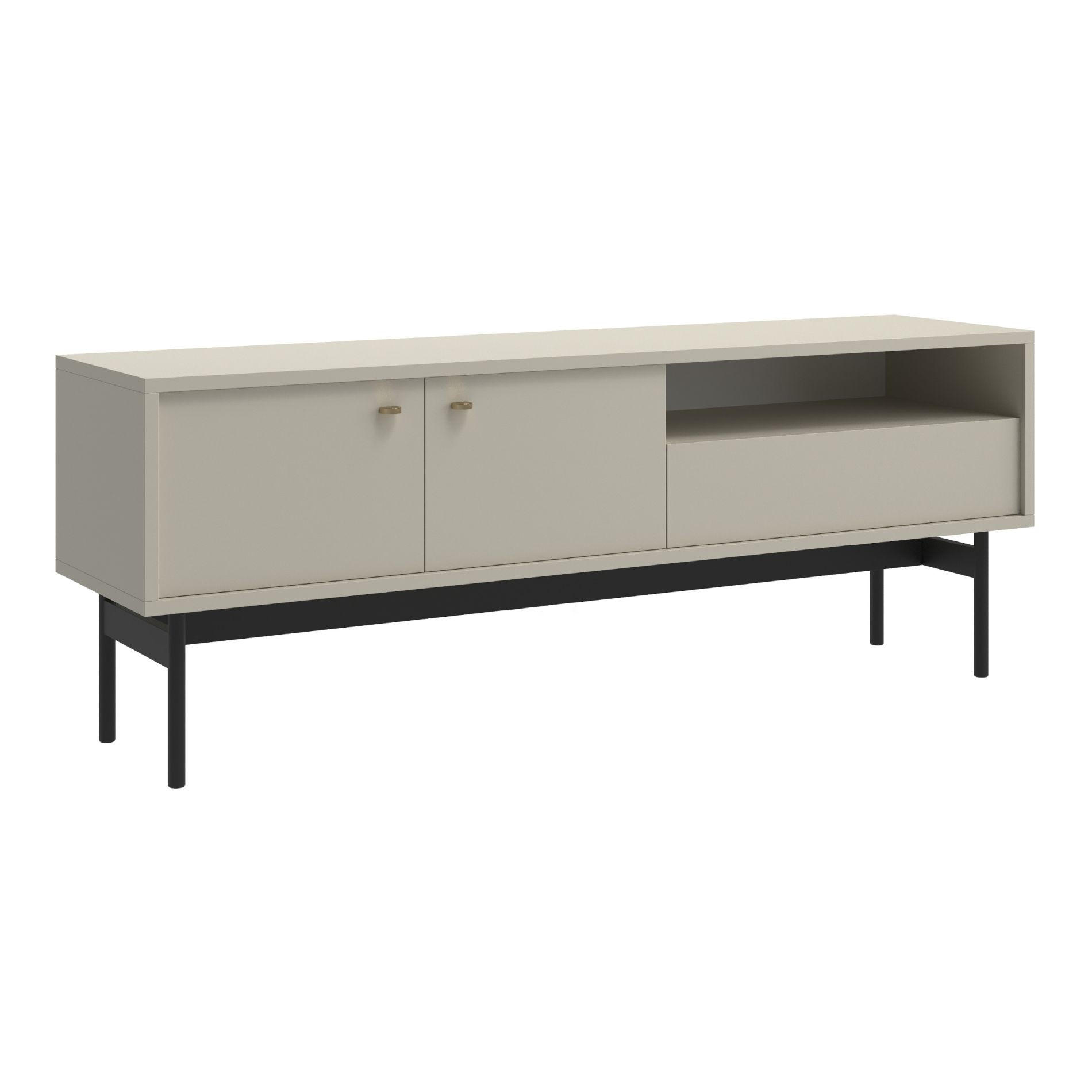 TV-ELEMENT Olar Greige154 cm - Kaschmir/Goldfarben, Holzwerkstoff/Metall (154/56.6/38cm) - Selsey