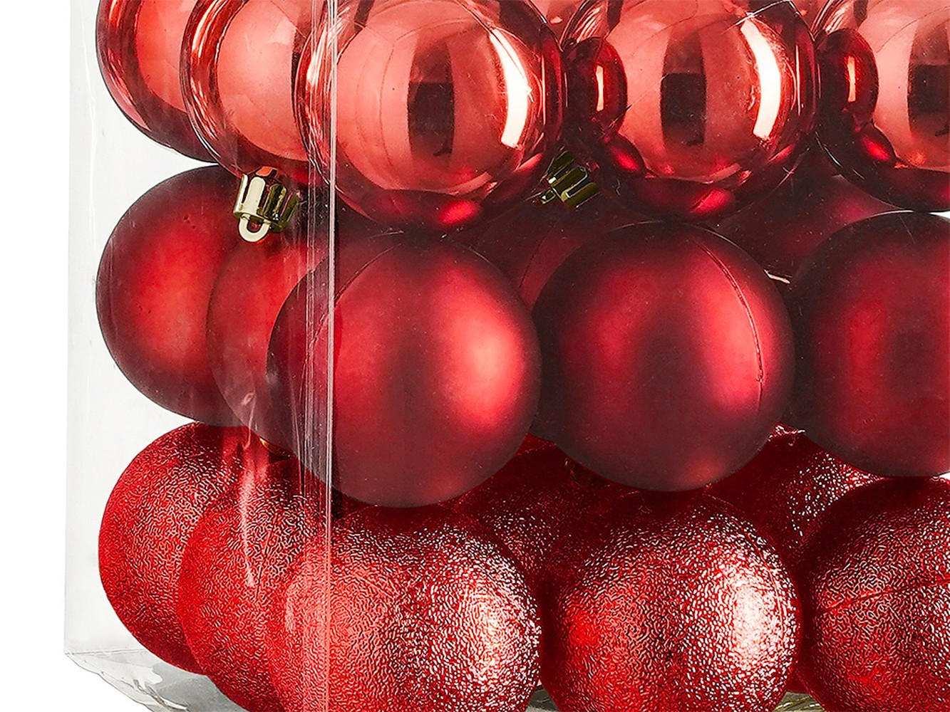 LAALU CHRISTBAUMKUGEL-SET 27 Ornamenten: rote runde Mix-Ornamente 6 cm - Rot, Kunststoff (35/35/35cm) - LAALU