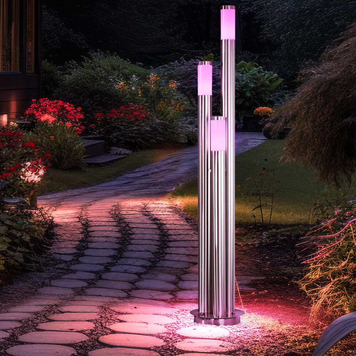 LED WEGELEUCHTE BOSTON Edelstahl Silber - Silberfarben, Metall (28/28/170cm)