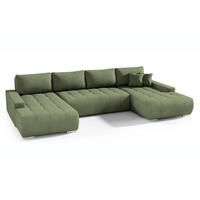 WOHNLANDSCHAFT Draco U grün - Chromfarben/Grün, Textil/Metall (350/85/185cm) - Beautysofa