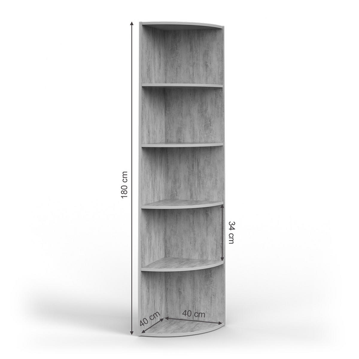 ECKREGAL Ecki Beton 40 x 180 cm - Grau, Holzwerkstoff (40/180/40cm) - Vicco