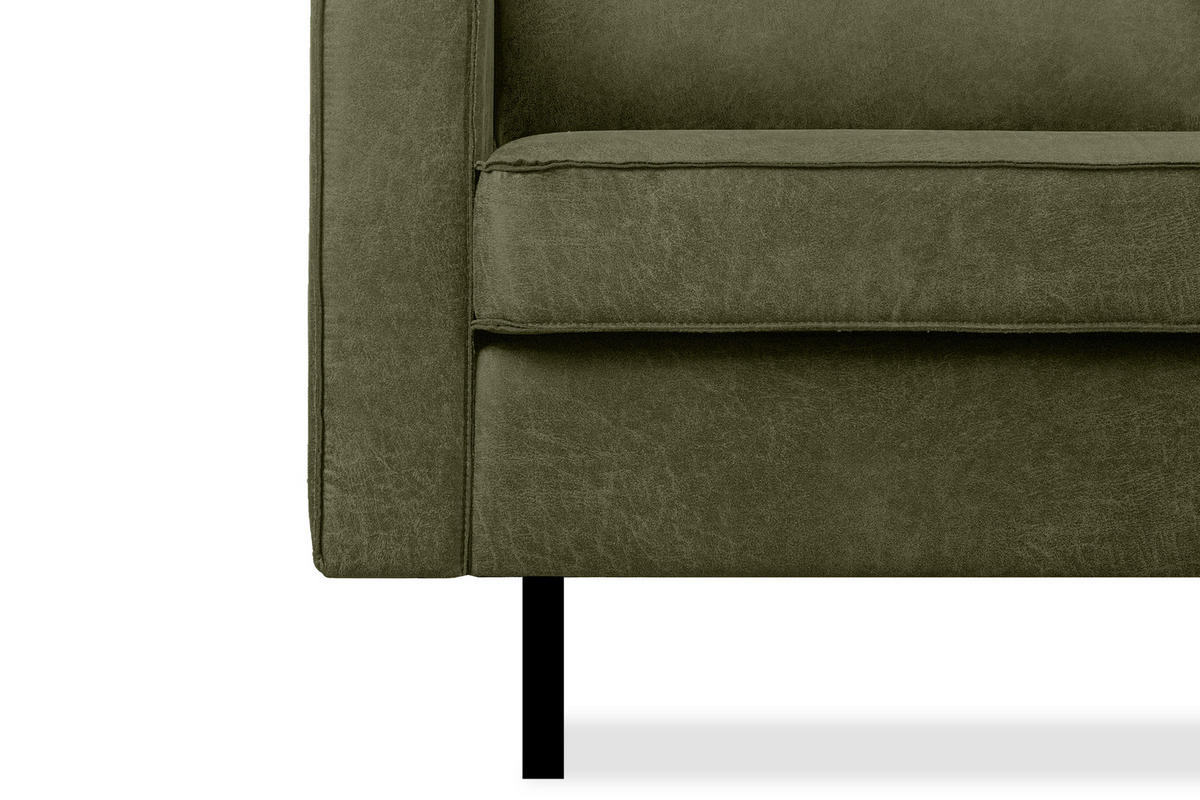 SESSEL INVIA mit Armlehnen auf hohen Metallbeinen vintage, Lederoptik-Stoff, Grün - Schwarz/Grün, Textil (98/87/98cm) - KONSIMO®