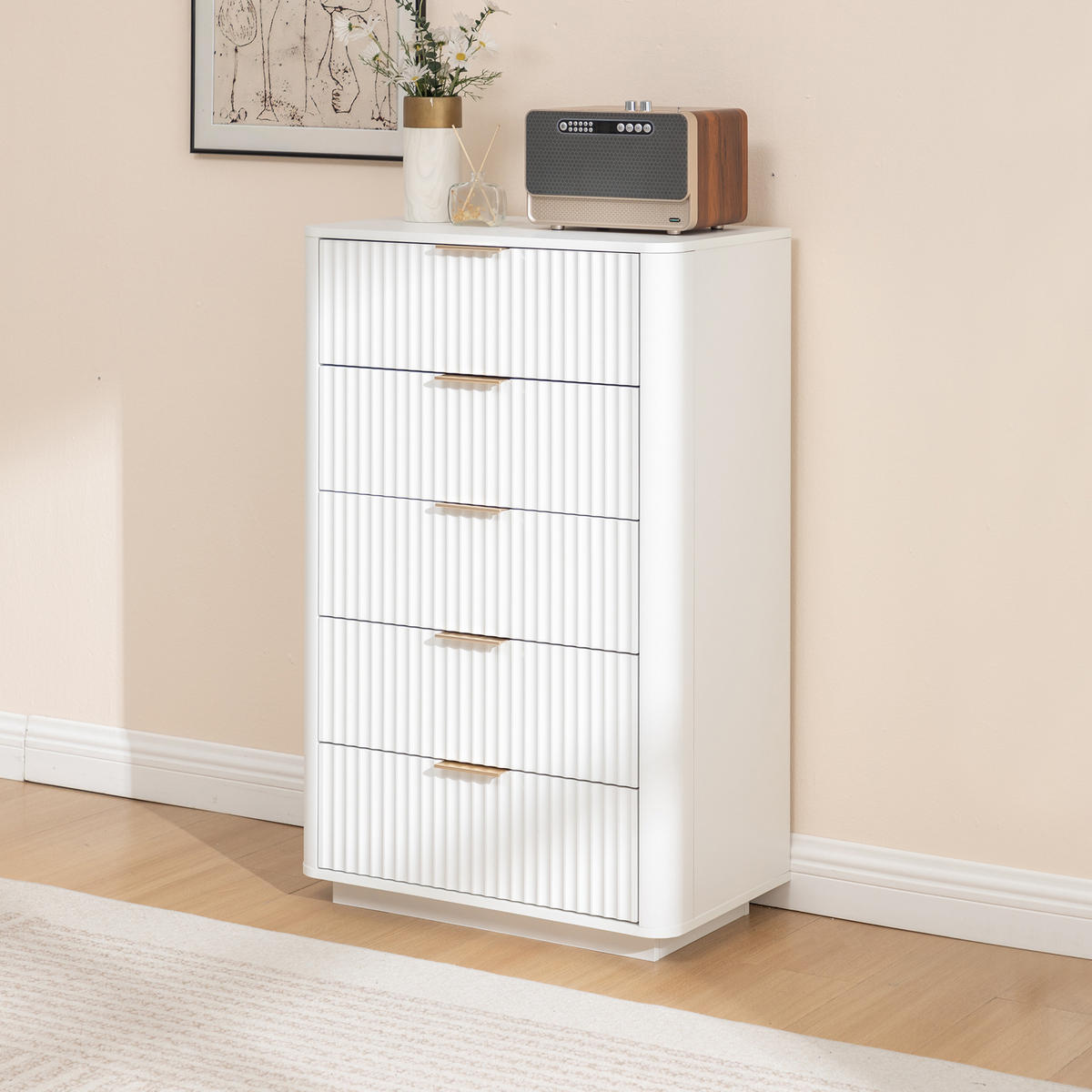 KOMMODE Weiß 70/40/108 cm - Weiß, Holzwerkstoff (70/108/40cm) - PANGIVO