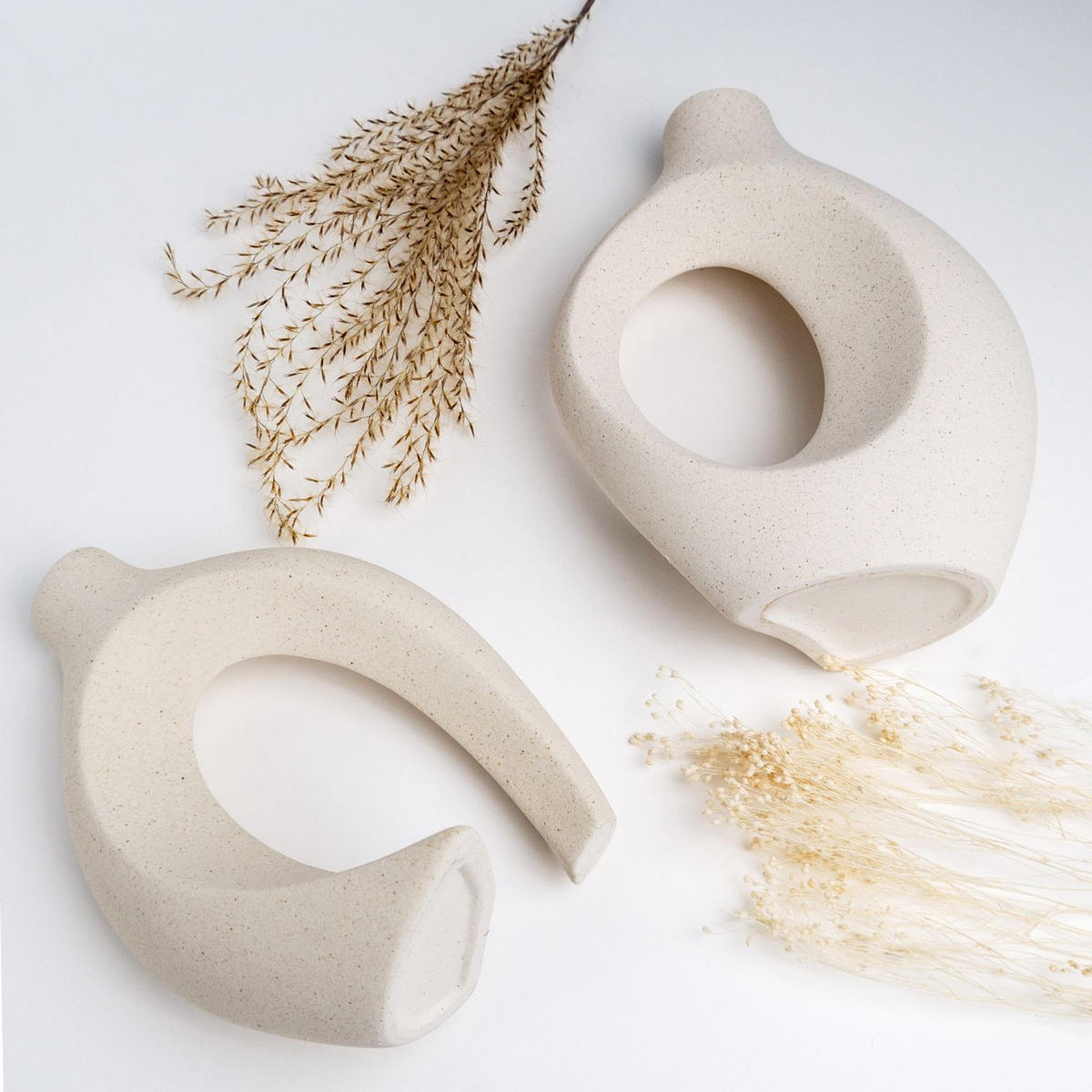 KERAMIK VASE (2er-Set) - Weiß, Keramik (22cm) - Intirilife