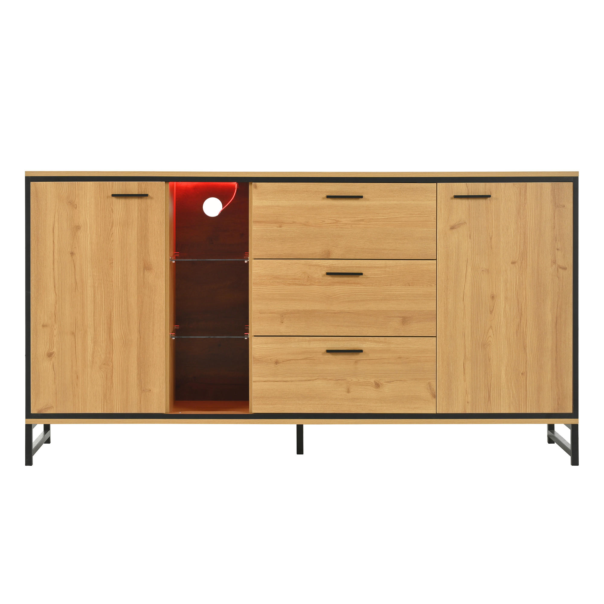 SIDEBOARD Natur und Schwarz 160/40/85 cm - Naturfarben, Holzwerkstoff (160/85/40cm) - PANGIVO