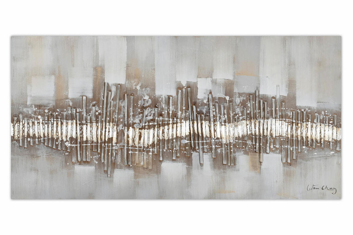 ACRYLBILD HANDGEMALT 120/60 cm - Beige/Grau, Holz/Textil (120/60cm) - KUNSTLOFT