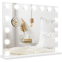 WANDSPIEGEL 58/14/48 cm weiß aus Metall mit LED-Beleuchtung und USB - Weiß, Metall (14/48/58cm) - OKWISH
