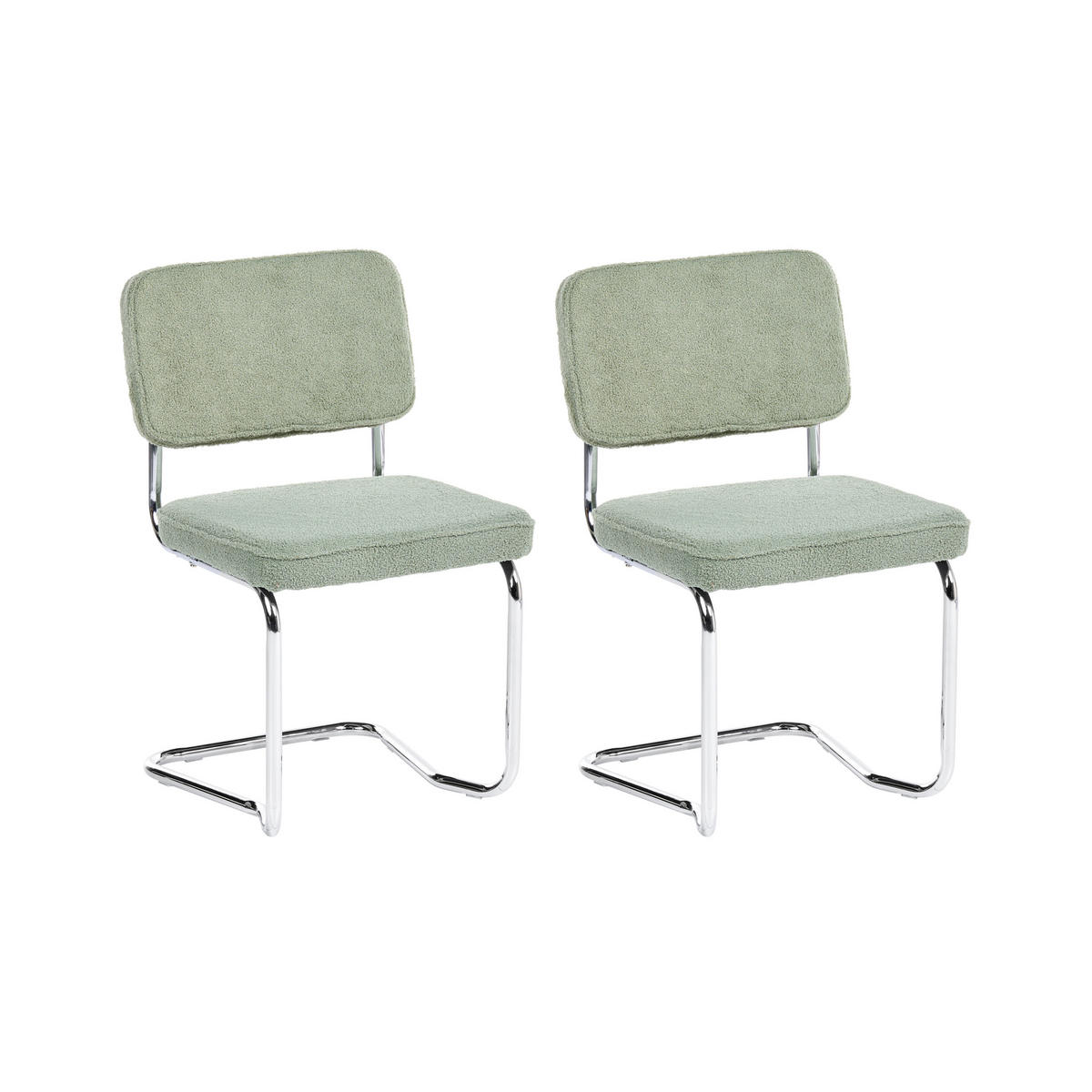 ESSZIMMERSTUHL 2er-Set Bouclé Hellgrün Irwin - Hellgrün, Textil (50/85/53cm) - Beliani