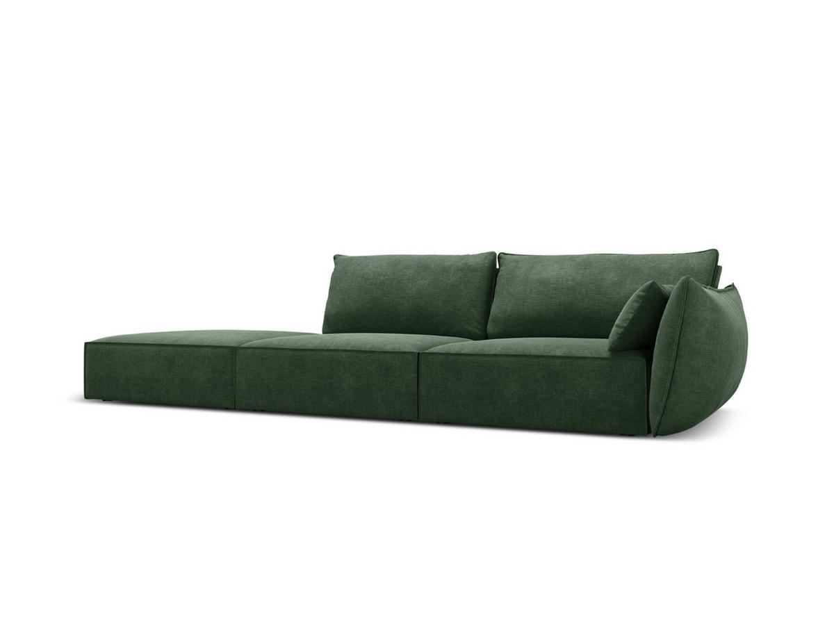 LINKES-SOFA Kaelle aus Chenille-Stoff flaschengrün 4 Sitzplätze - Dunkelgrün, Textil (110/85/264cm) - Micadoni