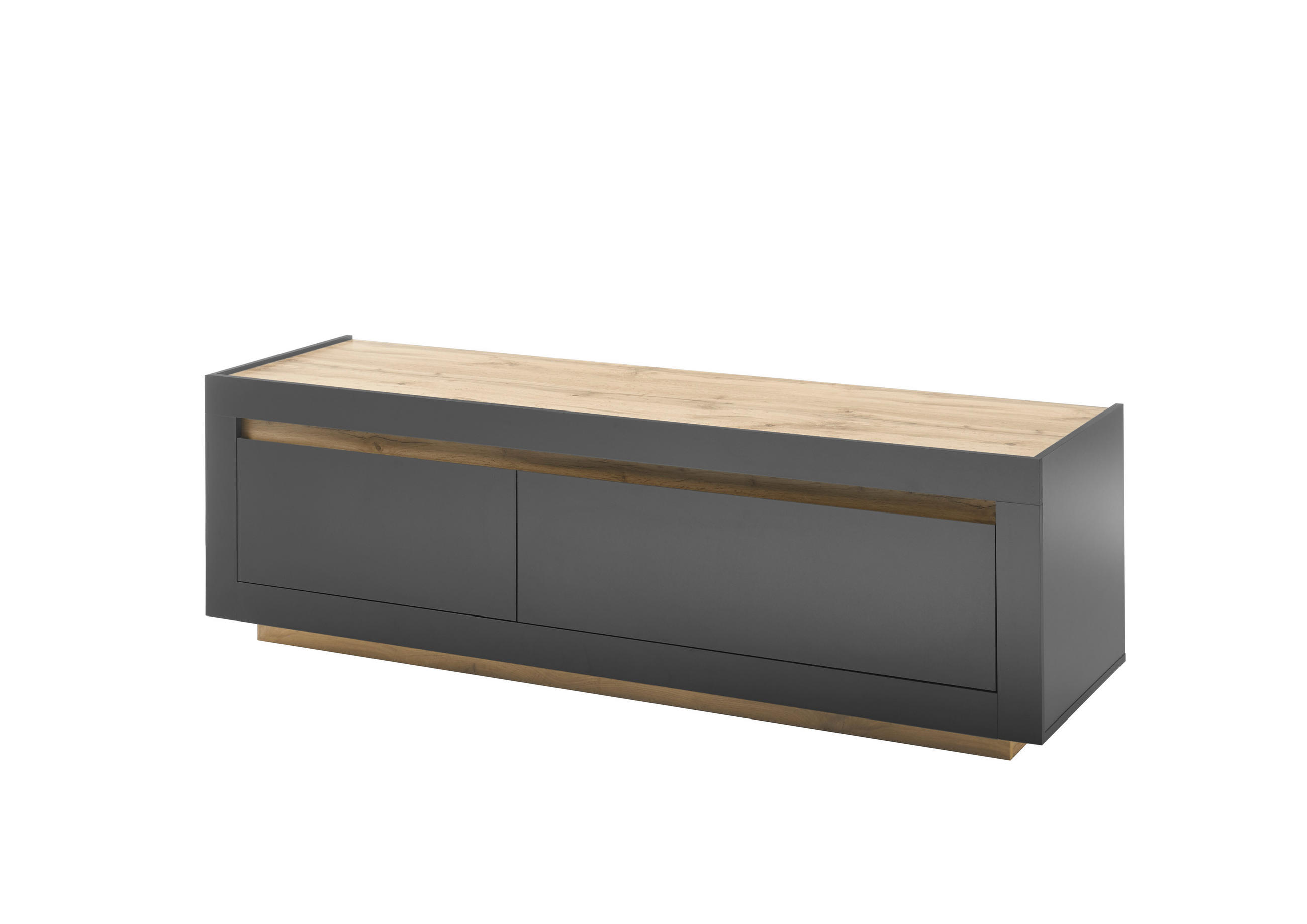 LOWBOARD M11 Anthrazit & Wotan Eiche 180/56/50 cm breit - Dunkelgrau, Holzwerkstoff (180/56/50cm) - Livojo