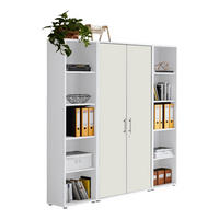 BÜROMÖBELSET 3-tlg. weiß / weiß matt - Silberfarben/Weiß, Holz/Metall (172/185/33cm)