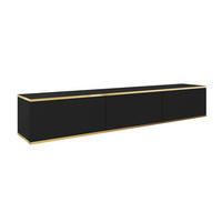 TV-LOWBOARD FORNO (Schwarz, Goldene Details, 3 Türen, 175 cm) - Schwarz, Holz/Holzwerkstoff (175/30/32cm) - Ravio