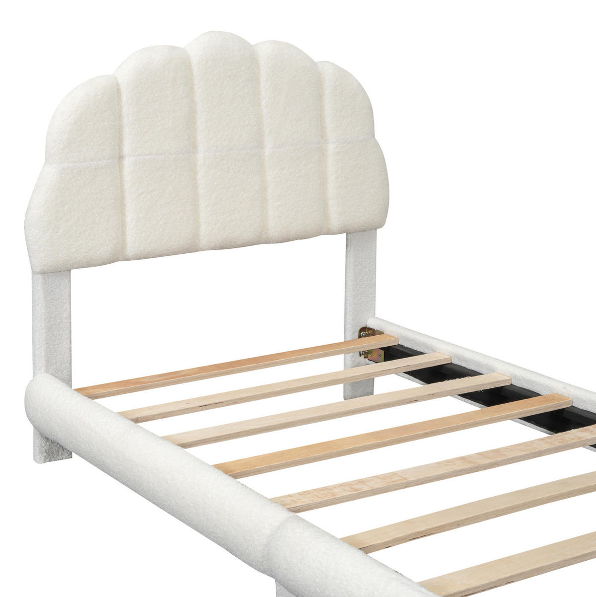 DETSKÁ posteľ 90/200 cm biela s mäkkým kvetinovým čelom z plyšu a MDF - biela, textil (90/200cm) - OKWISH