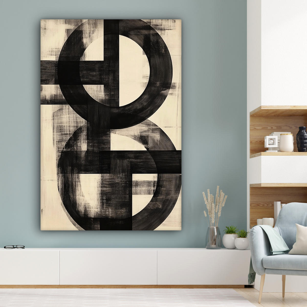 SLIKA NA PLATNU Krogi 90x140 cm - črna, tekstil (90/140cm) - MuchoWow