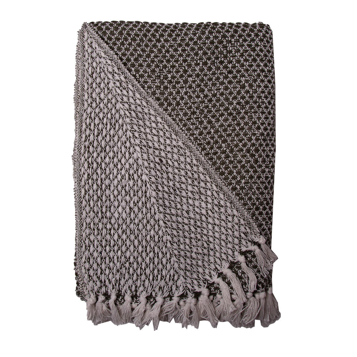 DECKE Netz 130x180 cm, 100% Baumwolle, Oliv - Olivgrün, Textil (130/180cm) - Au Maison