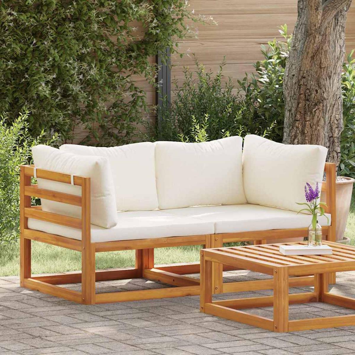 GARTENSOFA DYXP 70/60/70 cm （2er-set) - Creme, Holz (70/60/70cm) - ZMH