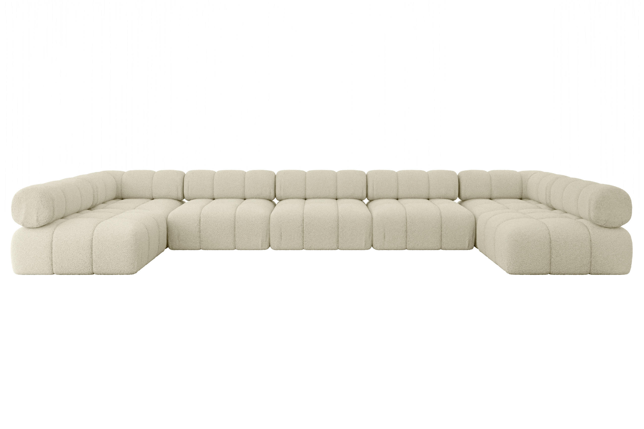 WOHNLANDSCHAFT modulares Sofa Garvo-U3 - 475x190x70 cm Beige Bouclé - Beige, Holzwerkstoff/Textil (475/70/190cm) - ALTDECOR