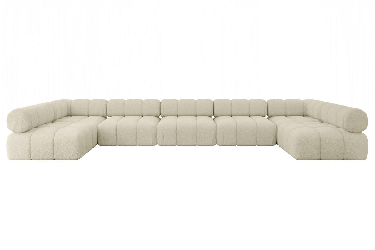 WOHNLANDSCHAFT modulares Sofa Garvo-U3 - 475x190x70 cm Beige Bouclé - Beige, Holzwerkstoff/Textil (475/70/190cm) - ALTDECOR