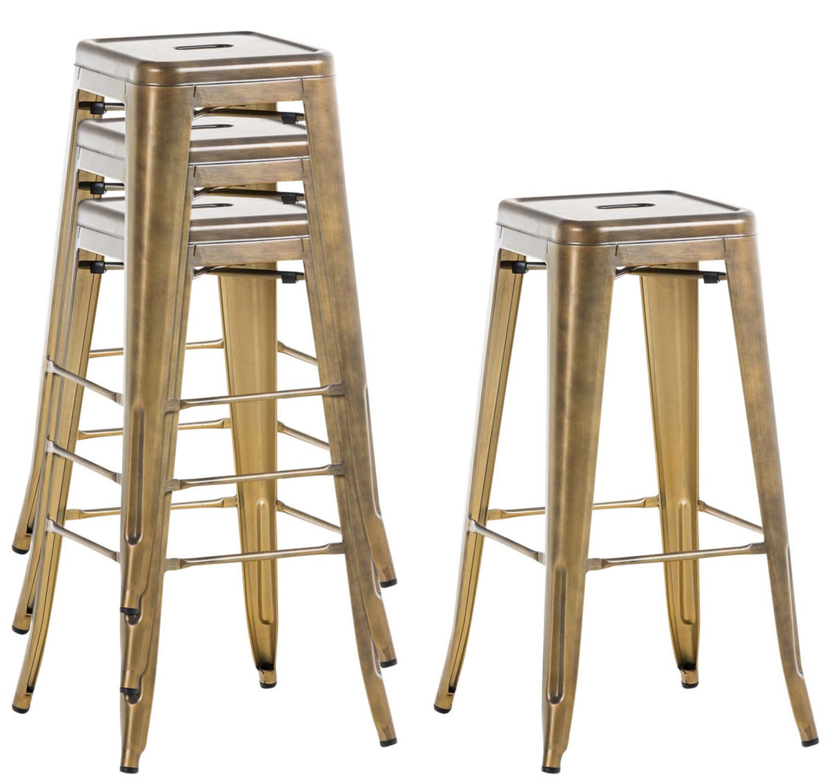 BARHOCKER 2er Set Metall gold - Goldfarben/Bronzefarben, Metall (43/76/43cm) - CLP
