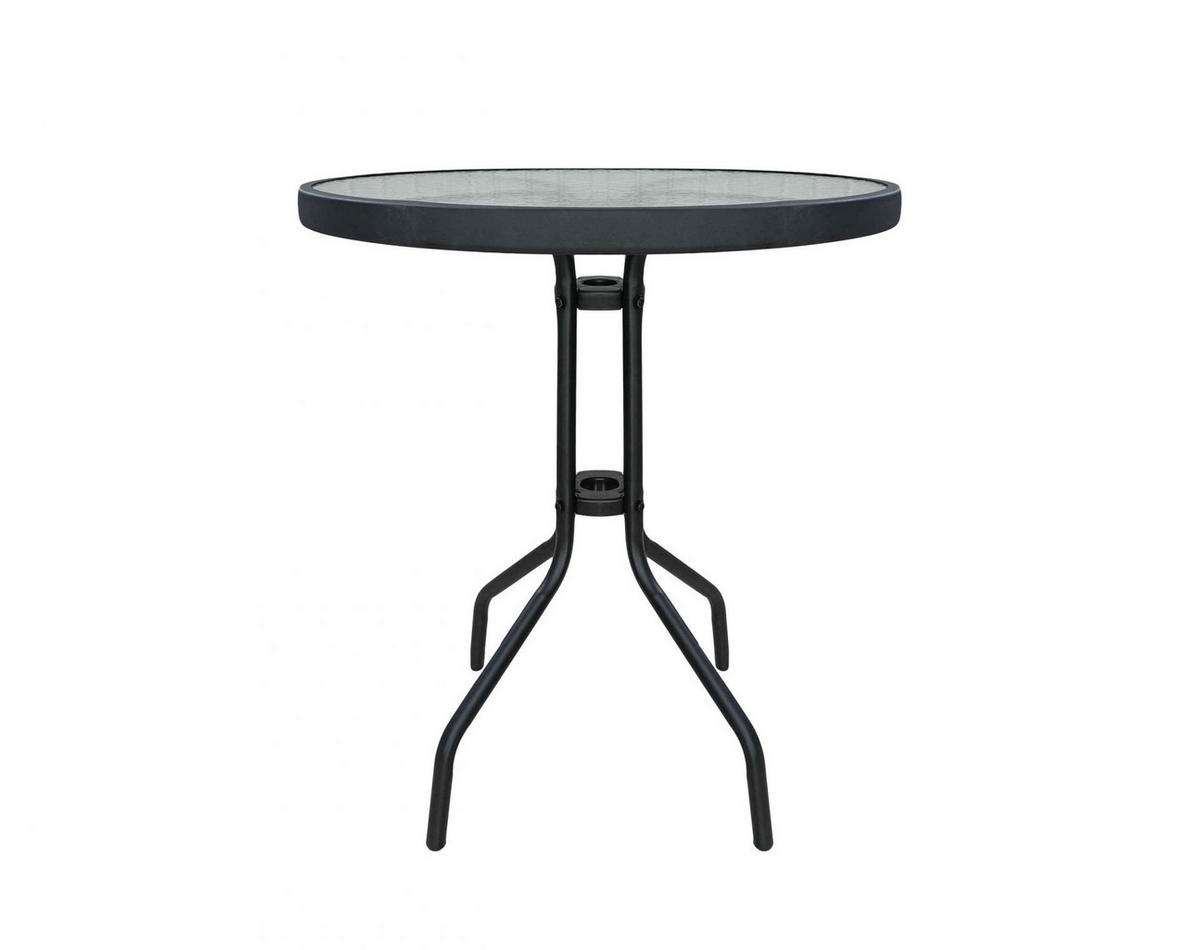 GARTENTISCH Ibiza Ø60x70 cm, Metall/Glas, Schwarz - Schwarz, Glas (60/60/70cm) - dasmöbelwerk