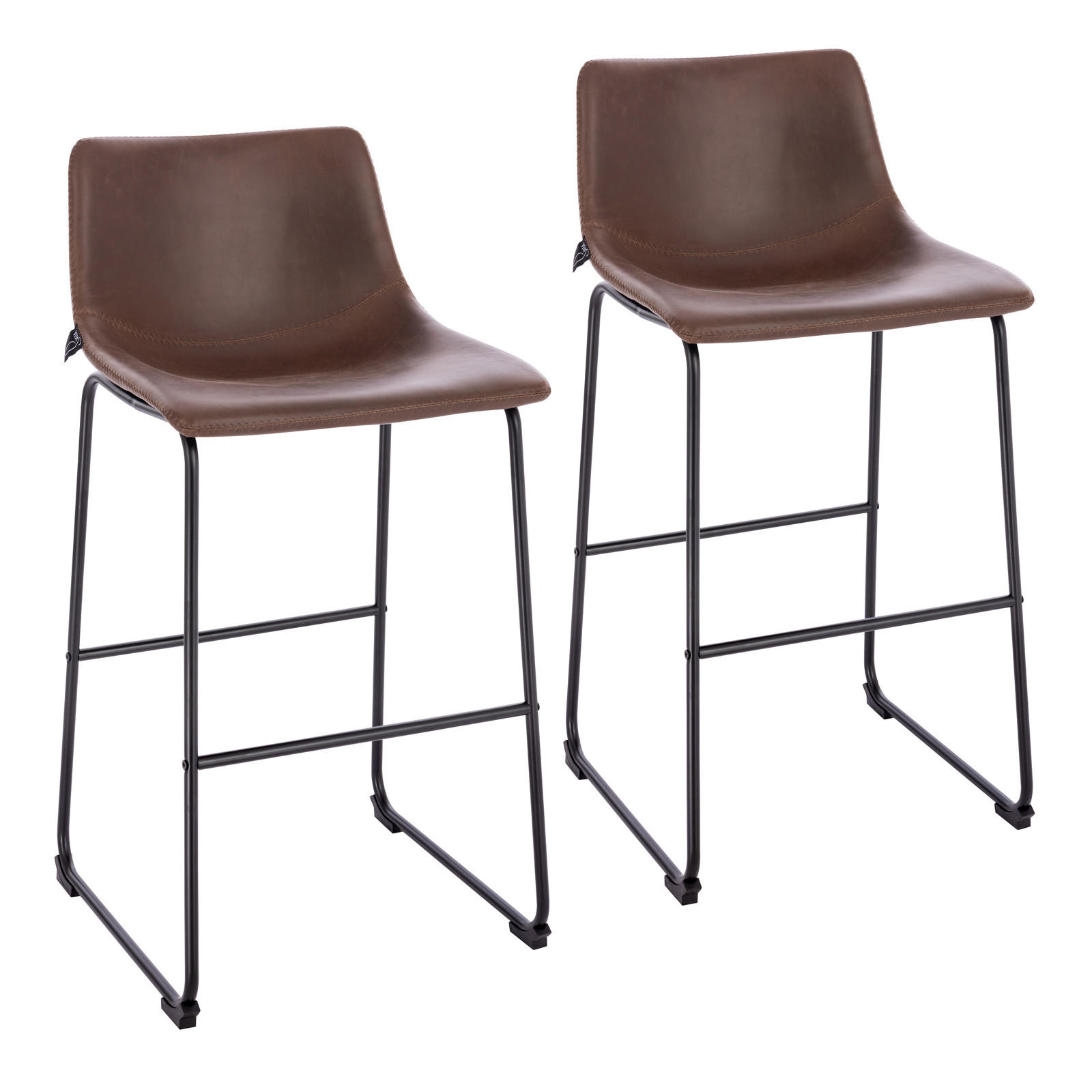 BARHOCKER JOHN Kunstleder 2er Set Braun - Braun, Textil (49/97/50cm) - SVITA