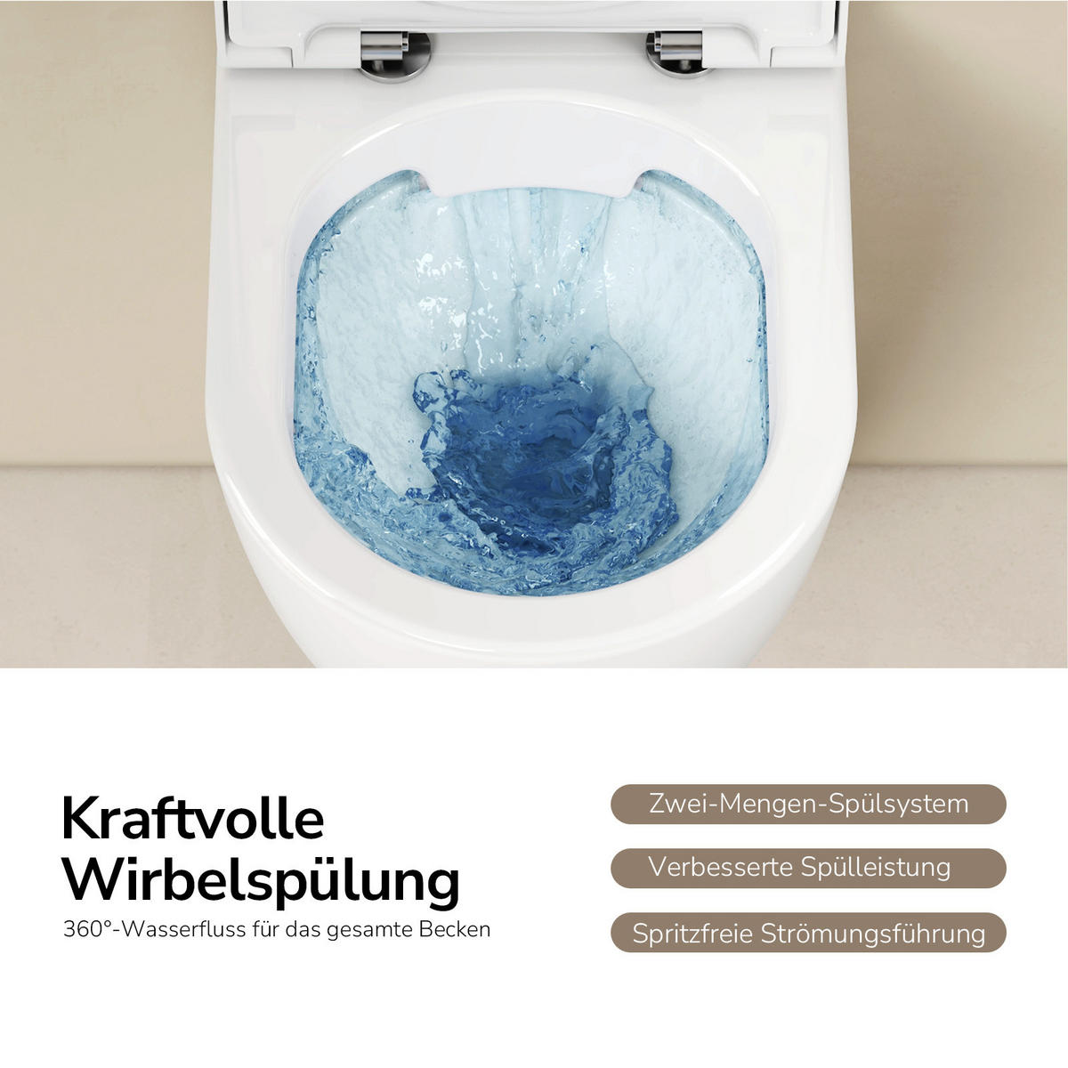WAND-WC Set ohne Spülrand 49 x 37 cm inkl. WC-Sitz mit Absenkautomatik weiß glänzend - Weiß, Keramik (37/36/49cm) - EMKE