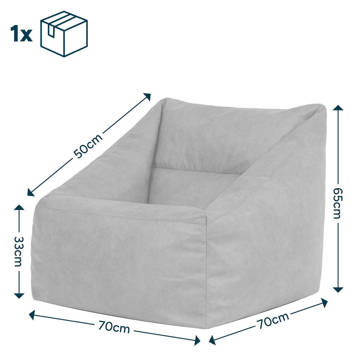 SITZSACK Sessel aus Kunstleder Natalia - Braun, Textil (70/65/70cm) - icon