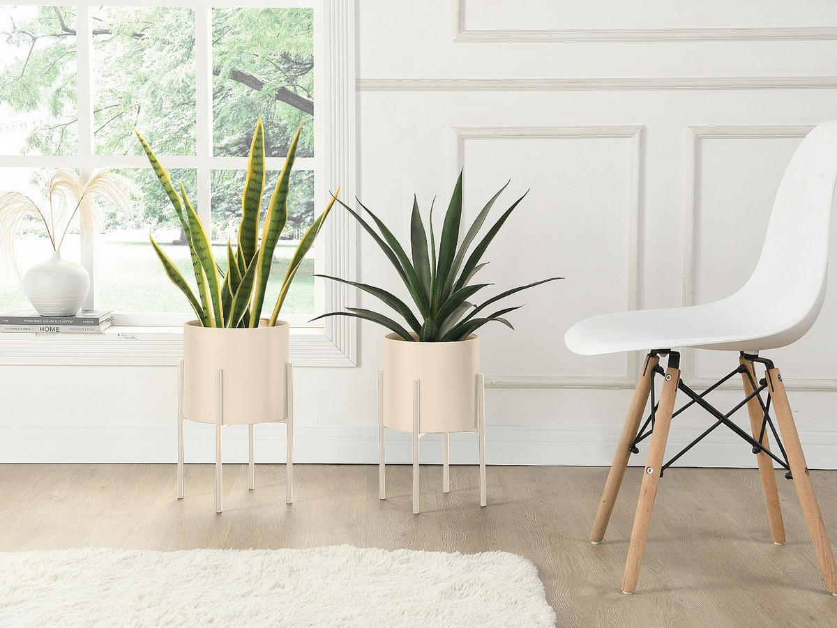 ÜBERTOPF - 23 cm, 25 cm x 25 cm, 23 cm - Metall - Beige EDMEE - Beige, Metall (23/39/25cm) - Vente-Unique