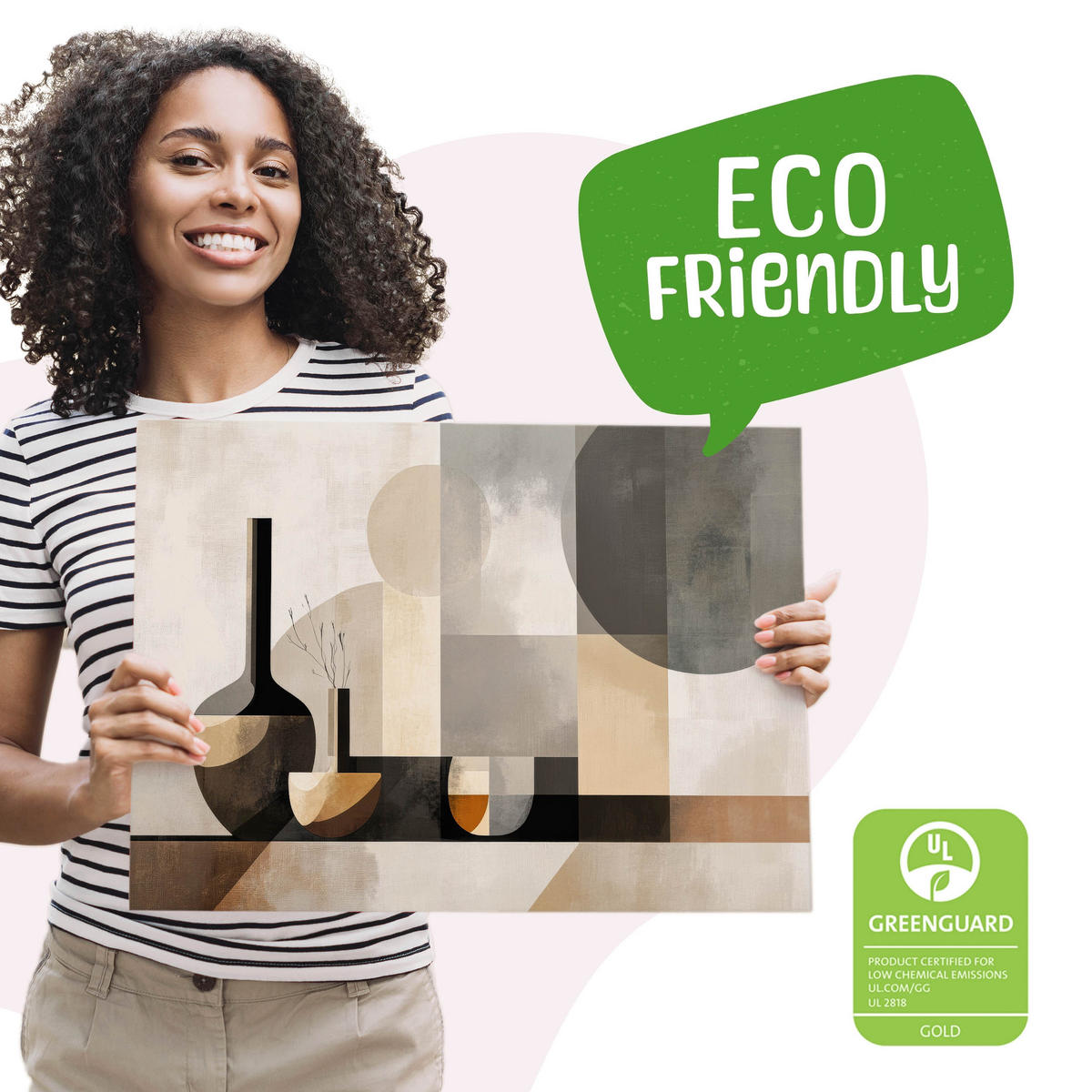 LEINWANDBILD Abstraktion Boho Stil 120/80 cm - Beige/Schwarz, Textil (120/80cm) - Muralo