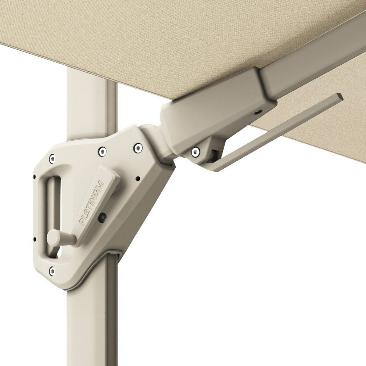 AMPELSCHIRM quadratisch 2.7 x 2.7 m Voyager T² Basic 360° kippbar creme/sand - Creme, Metall (270/270cm) - Platinum
