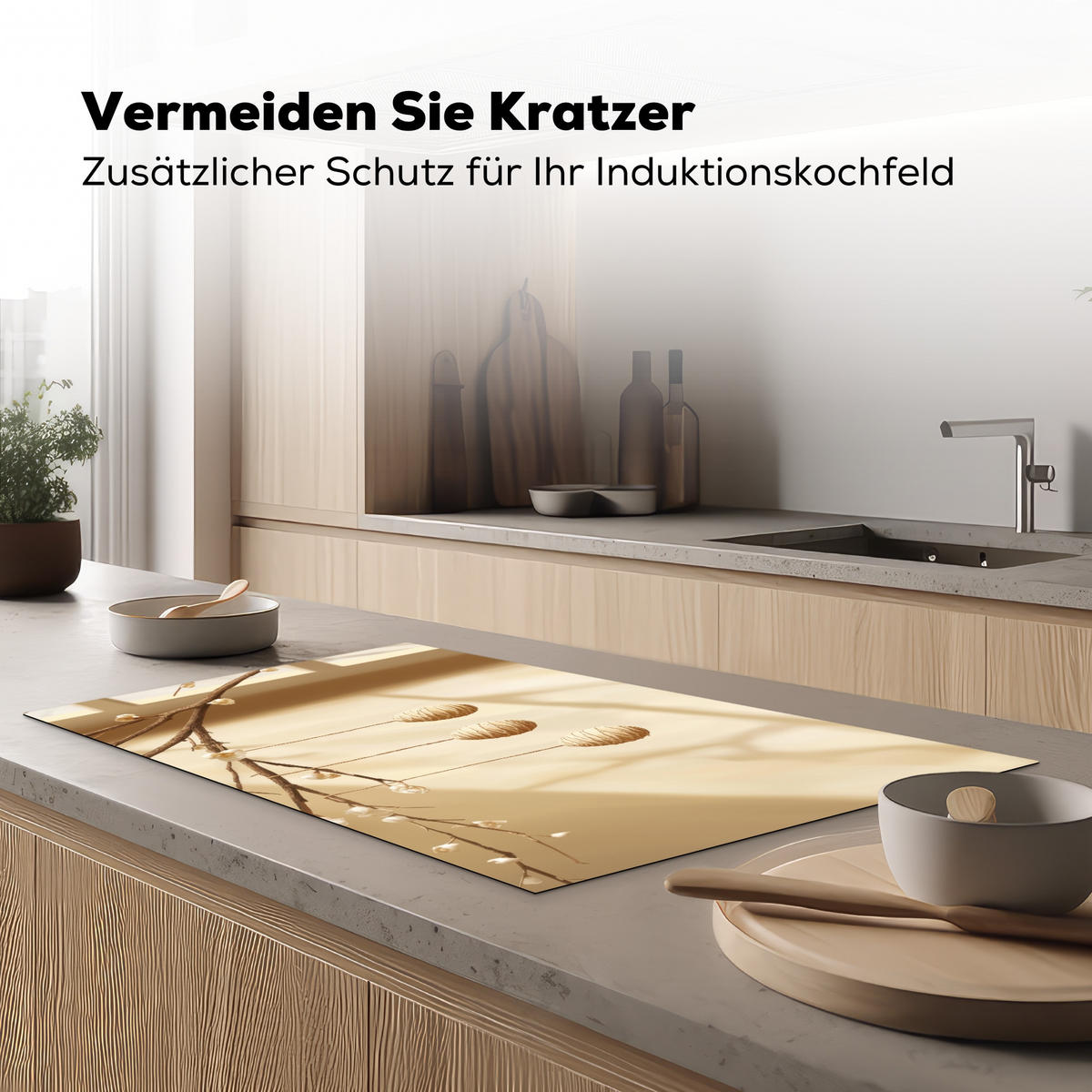 HERDABDECKPLATTE Beige - Osterkuchen - Eier Ceranfeldabdeckung 90x52 cm - Beige, Kunststoff (90/52/0.2cm) - MuchoWow