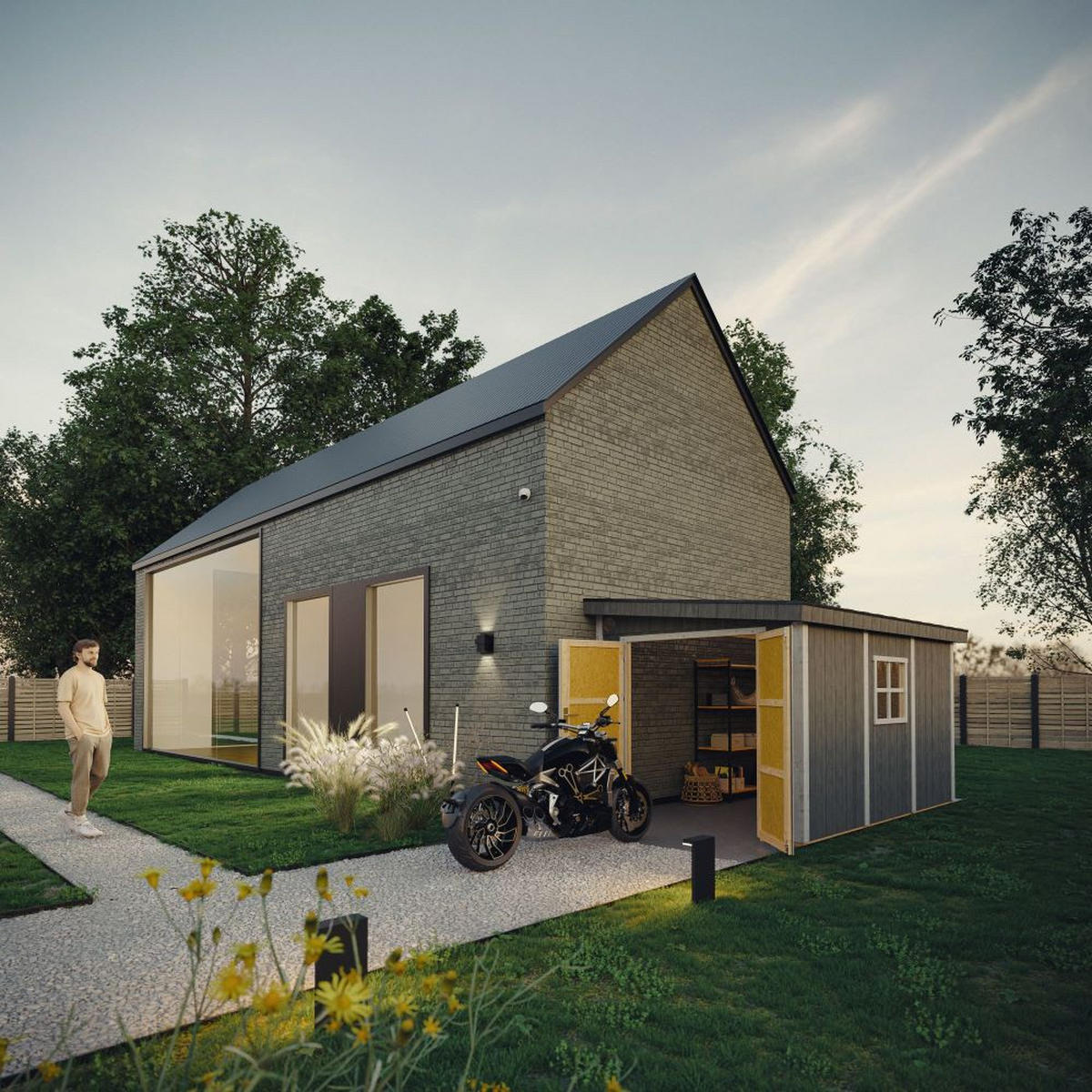 GARTENHAUS 8,68 m² - H231x248x412 cm - Ohne Boden und Seitenwand – M939B-TUNDRA GREY - Grau, Holz (236/231/368cm) - Timbela