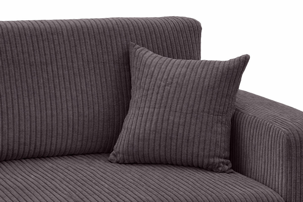 ECKSOFA Mit Schlaffunktion, Cordstoff Poso, Dunkelgrau, Links, ROUND ONE XL - Dunkelgrau, Holz (271/175cm) - Kaiser Möbel