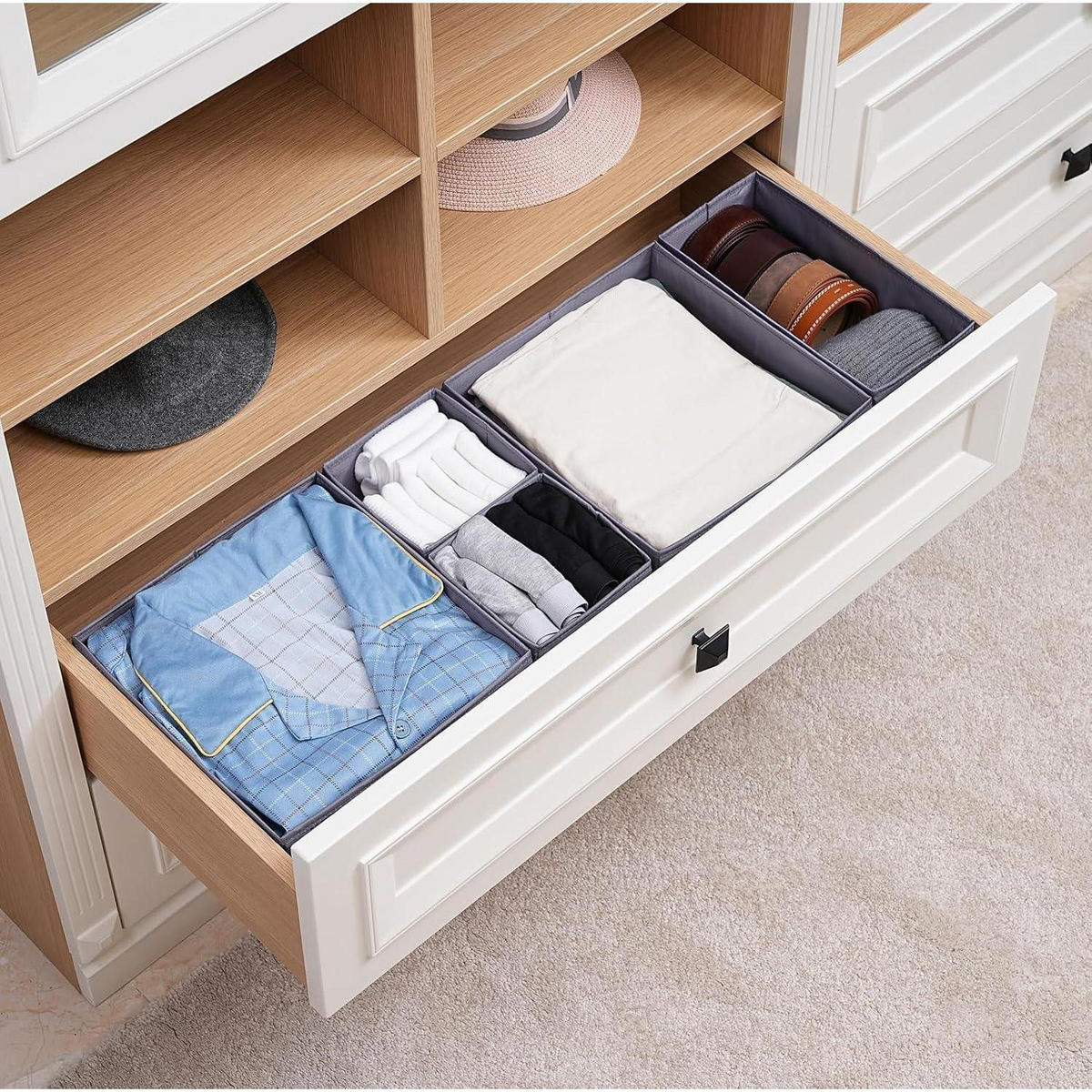 SCHUBLADEN Organizer 6er-Set, grau - Grau, Textil (28/13/28cm)