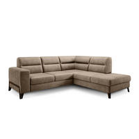 ECKSOFA mit Schlaffunktion & Bettkasten, luxus Nube-Stoff - Hellbraun/Schwarz, Textil/Metall (237/277cm) - Eltap