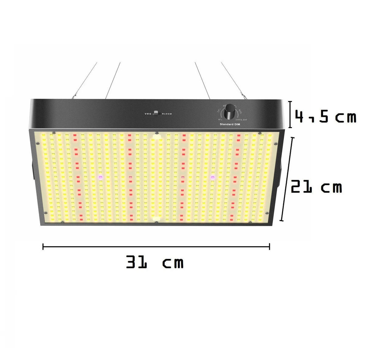 GROWLAMPE LED 200W Vollspektrum Dimmbar Pflanzenlampe Indoor Grow Licht Anzuchtlampe Pflanzenlicht Energieeffizient - Goldfarben, Keramik/Kunststoff (28/4/35cm) - JUNG