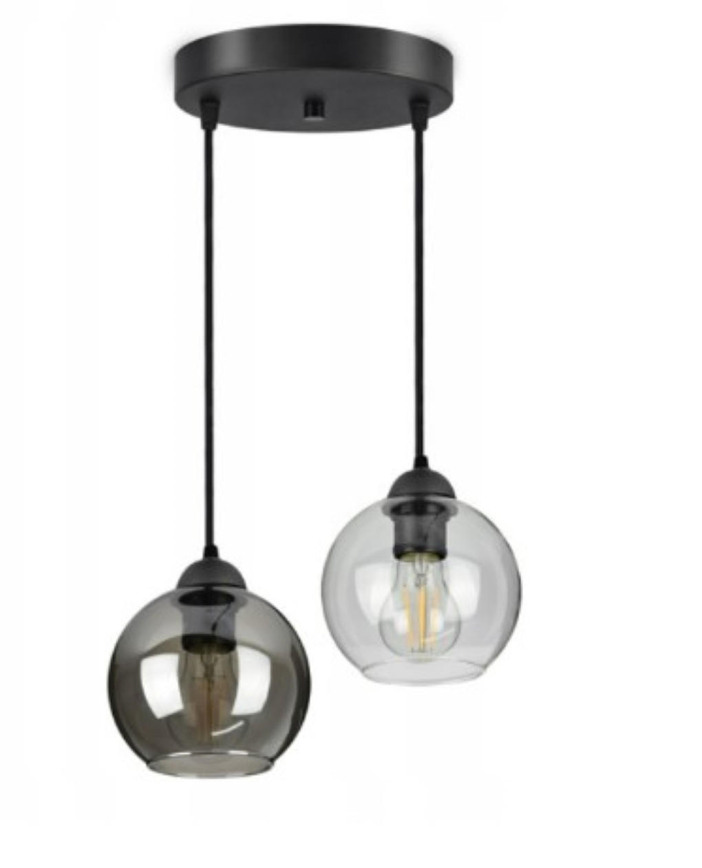 PENDELLEUCHTE HAGEN - Transparent/Schwarz, Glas/Metall (35/35/70cm) - kiki design