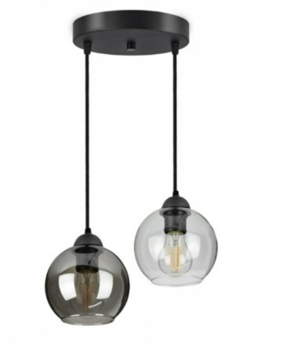 PENDELLEUCHTE HAGEN - Transparent/Schwarz, Glas/Metall (35/35/70cm) - kiki design