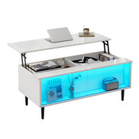 COUCHTISCH 105/50/43 cm höhenverstellbar mit Stauraum und LED-Beleuchtung in Weiß - Weiß, Holzwerkstoff (105/50/43cm) - Flora Grace