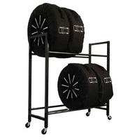 REIFENREGAL Carrero auf Rollen 115x111x40 cm bis zu 8 Reifen auf 2 Ebenen Schwarz - Schwarz, Metall (111/115/40cm) - PROREGAL