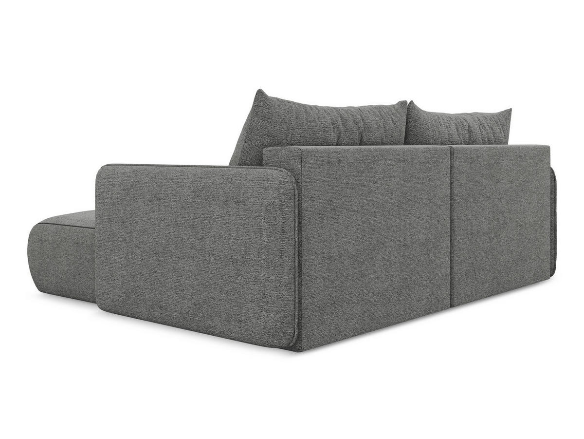 ECKSOFA mit Schlaffunktion Chenille Stoff Grau - Schieferfarben/Schwarz, Kunststoff/Textil (207/148cm) - Makamii