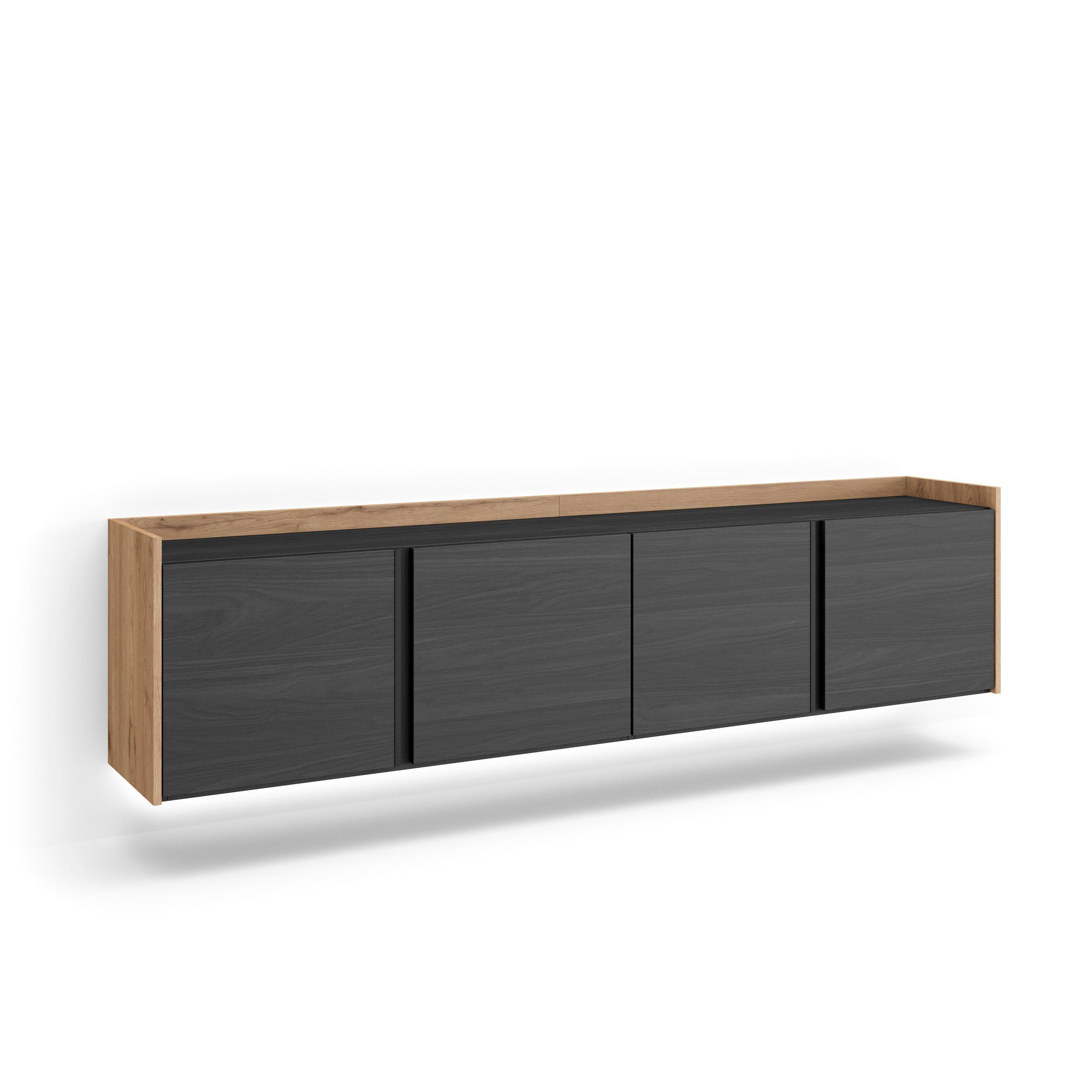 Skraut Home Lowboard, Schwarz 207x50x35 cm