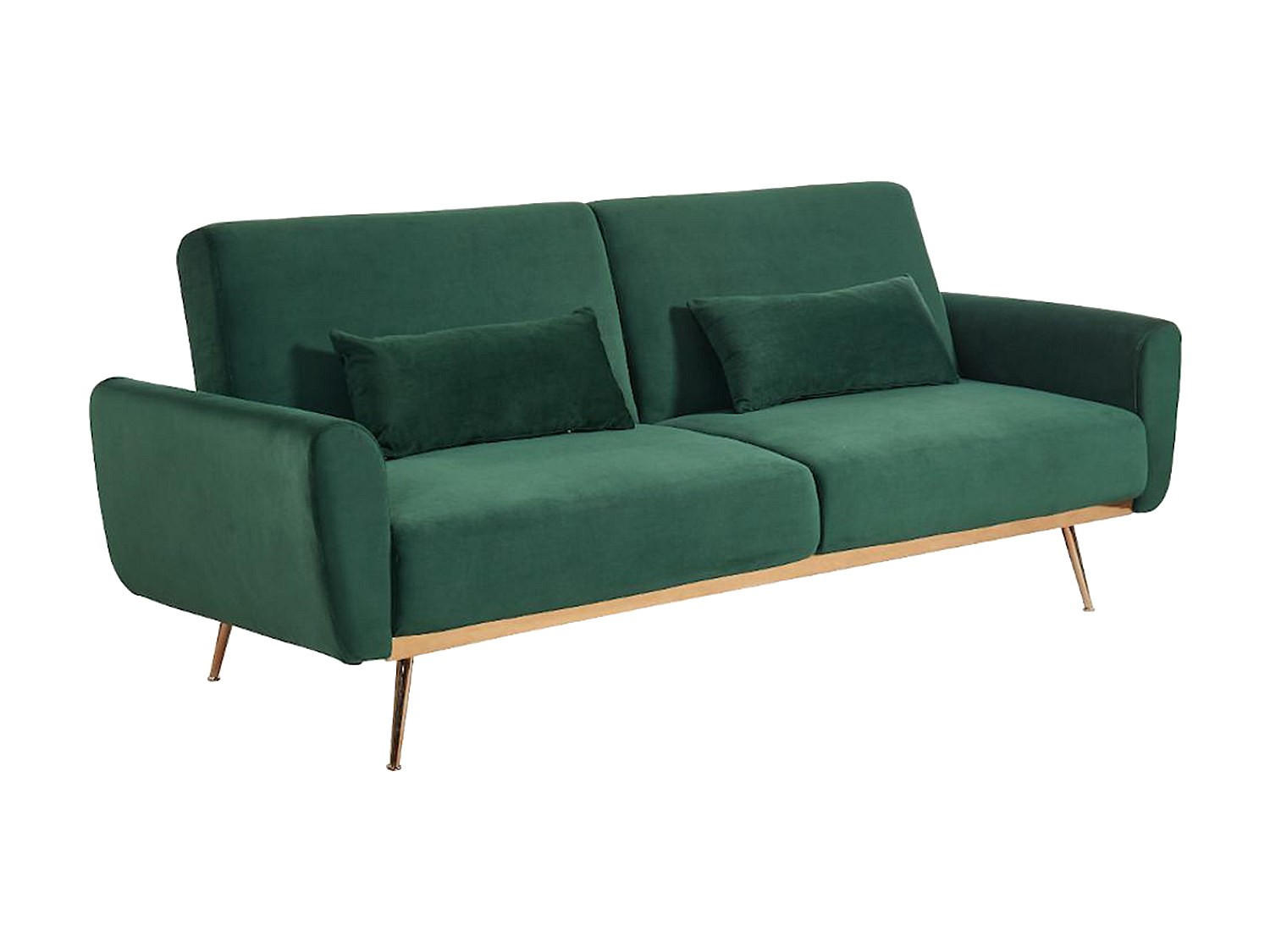 SCHLAFSOFA Klappsofa 3-Sitzer - Samt - Tannengrün - LAUNEI - Grün, Textil (84/86/208cm) - Vente-Unique