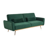 SCHLAFSOFA Klappsofa 3-Sitzer - Samt - Tannengrün - LAUNEI - Grün, Textil (208/86/84cm) - Vente-Unique