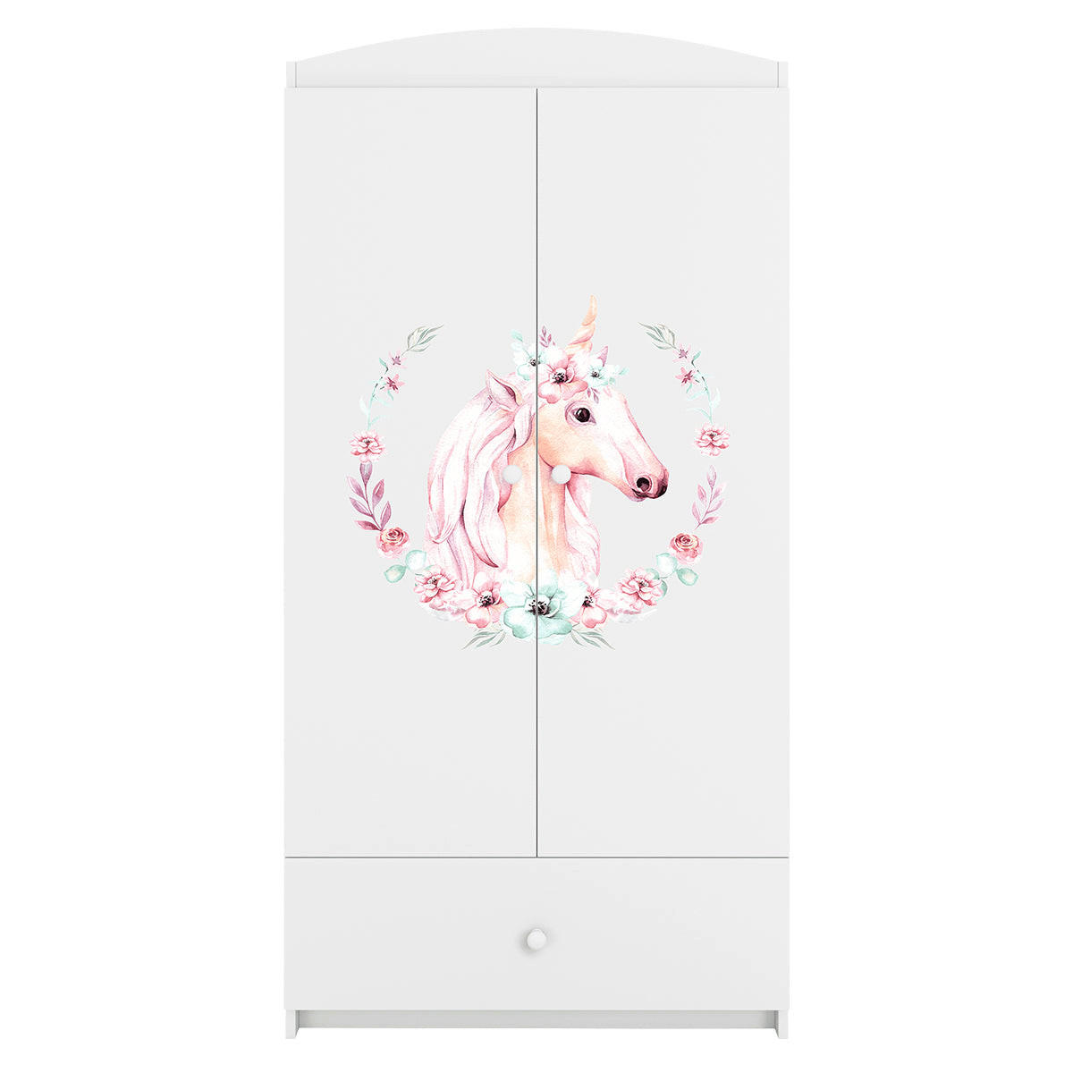 BABYKLEIDERSCHRANK 2 Türen Weiß - Hellrosa/Weiß, Holzwerkstoff (90/187/57cm) - Petits-meubles