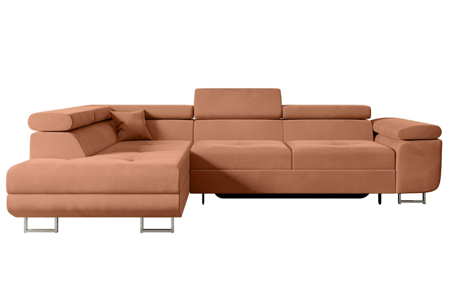 ECKSOFA mit Schlaffunktion und Bettkasten GUSA-L 272x202x107 cm Koralle Velours - Koralle/Silberfarben, Holzwerkstoff/Textil (202/272cm) - ALTDECOR