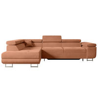ECKSOFA mit Schlaffunktion und Bettkasten GUSA-L 272x202x107 cm Koralle Velours - Koralle/Silberfarben, Holzwerkstoff/Textil (202/272cm) - ALTDECOR