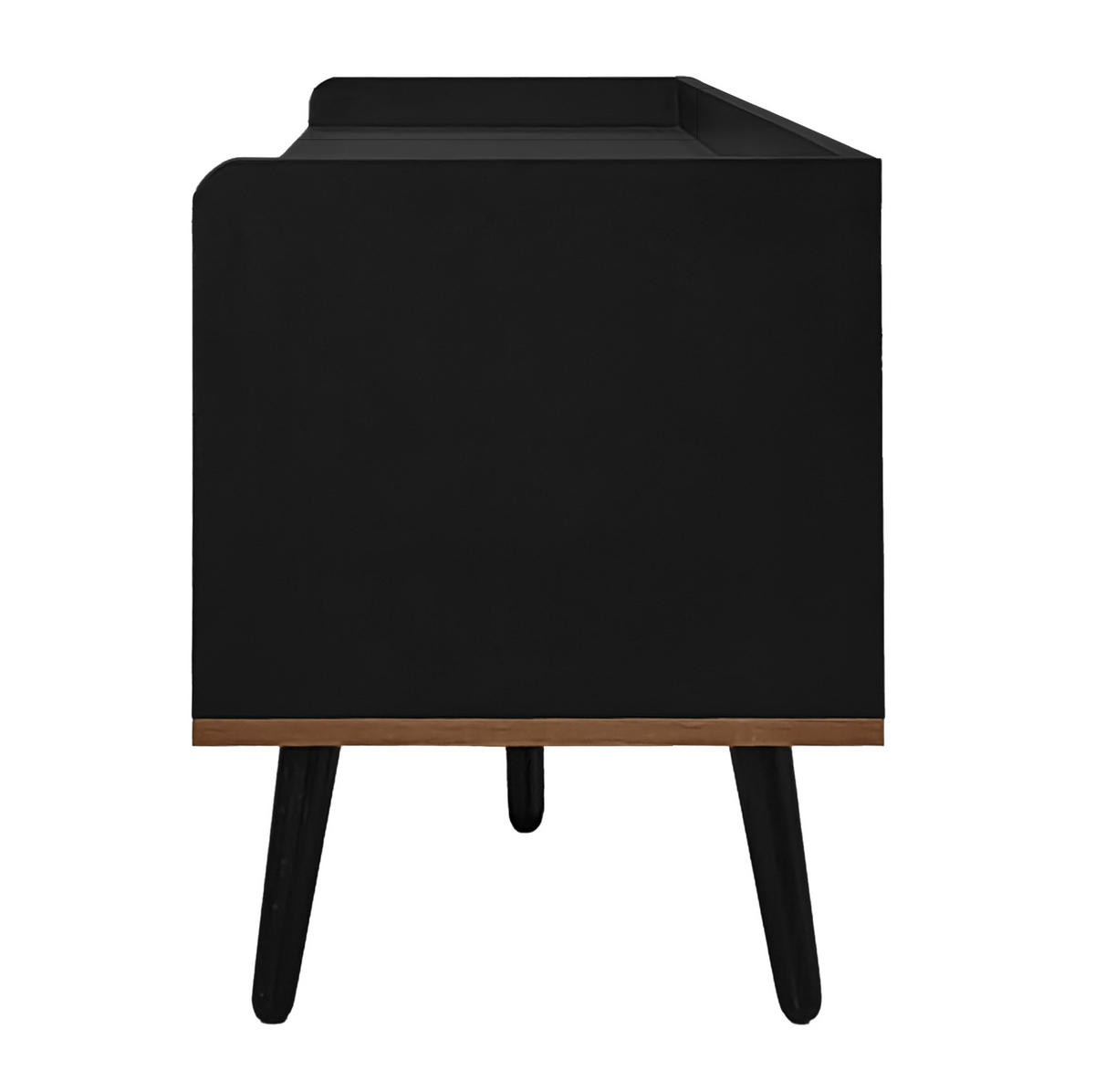 LOWBOARD 160/39/49.5 cm Schwarz/Natur aus MDF und Spanplatte mit 3 Türen - Schwarz, Holzwerkstoff (39/49.5/160cm) - OKMYHOME