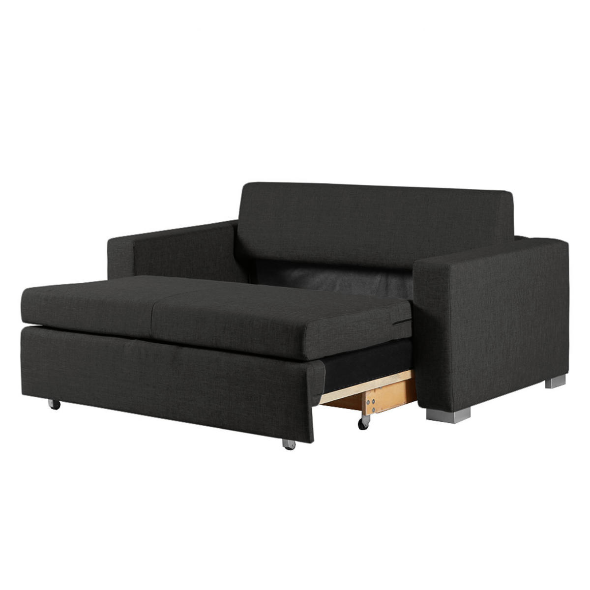 SCHLAFSOFA - Silberfarben/Schwarz, Textil (153/90/90cm) - home24