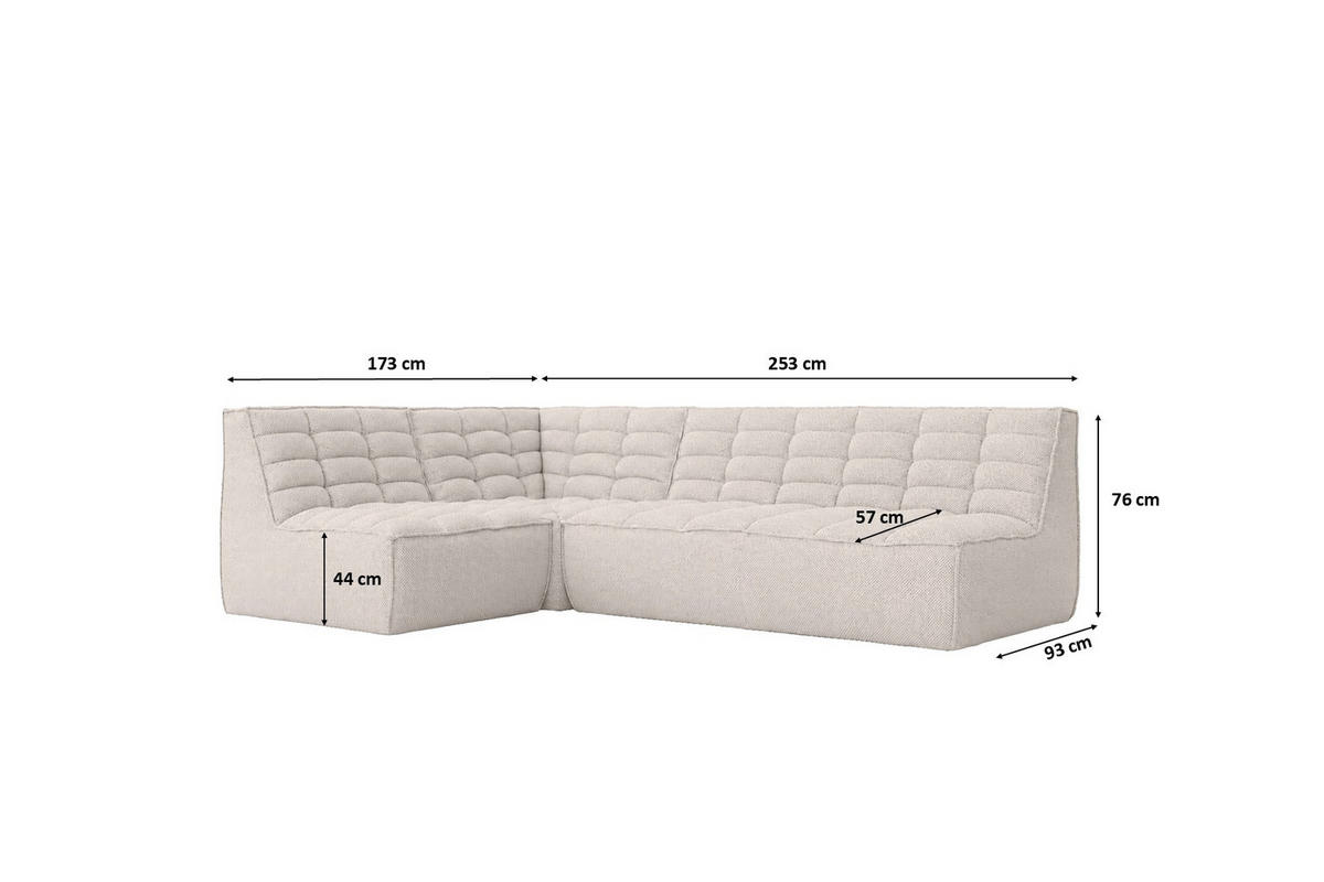 ROHOVÁ SEDAČKA modulární ve tvaru L, plyšová tkanina Pop, Béžová, Levá strana, LAZY L Mini - béžová, dřevo (253/173cm) - Kaiser Möbel